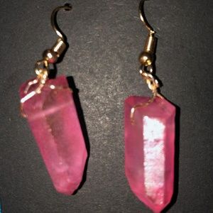 Rose quartz energy stone earrings